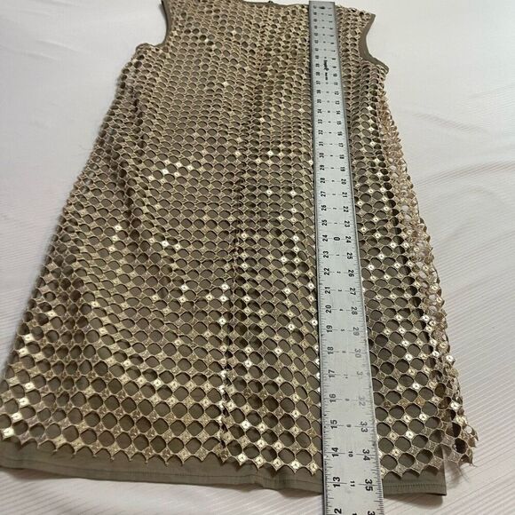 NWT LIVIANA CONTI Gold Sequin Taupe Dress Size 42 New - Picture 8 of 8